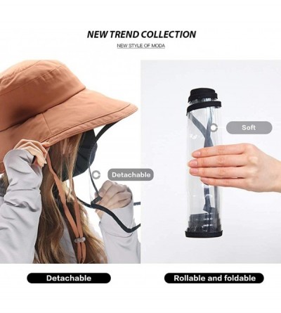 Newsboy Caps Womens UPF50+ Linen/Cotton Summer Sunhat Bucket Packable Hats w/Chin Cord - 00021_brown(with Face Shield) - C819...