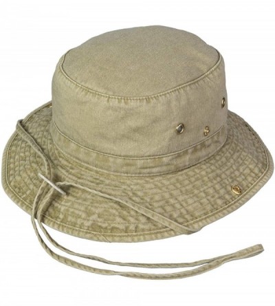 Sun Hats Washed Cotton Floater Hat with Chincord - Khaki - C718Q9C0L67 $53.91