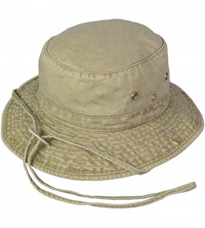 Sun Hats Washed Cotton Floater Hat with Chincord - Khaki - C718Q9C0L67 $21.69