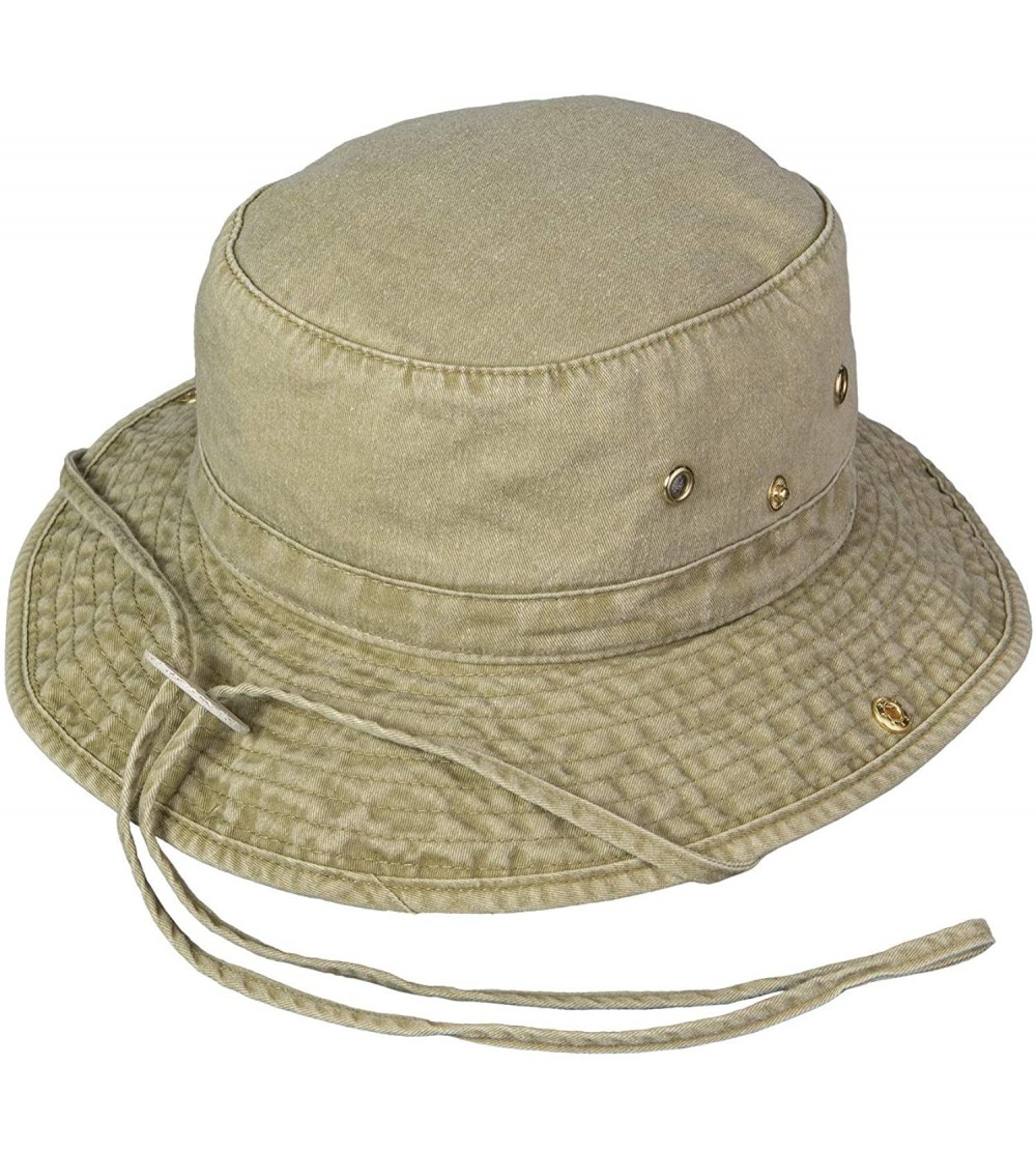 Sun Hats Washed Cotton Floater Hat with Chincord - Khaki - C718Q9C0L67 $21.69