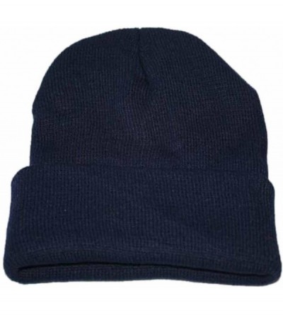 Newsboy Caps Unisex Solid Slouchy Knitting Beanie Warm Cap Ski Hat - Dark Blue - CP18EM6OYOL $8.56