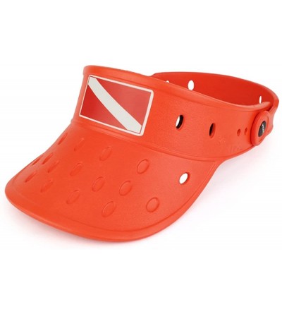 Visors Durable Adjustable Floatable Summer Visor Hat with DIVEFLAG Charm - Dark Orange - C717YY64EED $16.99