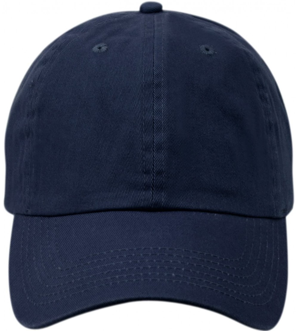 Baseball Caps Washed Low Profile Cotton and Denim Baseball Cap - Navy - CJ12O8QGREQ $8.53
