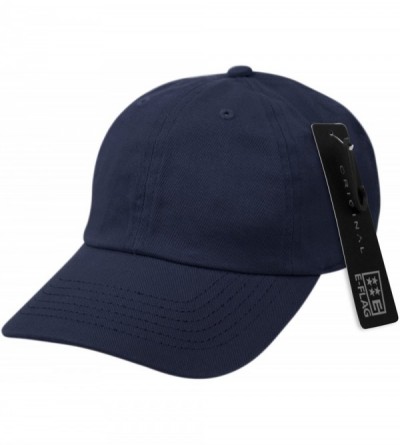 Baseball Caps Washed Low Profile Cotton and Denim Baseball Cap - Navy - CJ12O8QGREQ $8.53