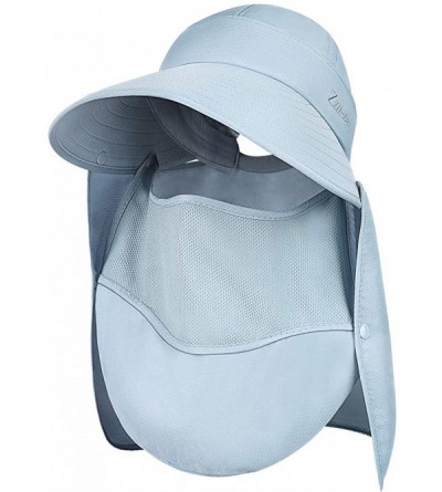 Sun Hats Sun Visor Hats Women Wide Brim Summer Hat Golf Hats for Women UV 50 Foldable Packable Sun Cap - Sky-blue - CF196YU4R...