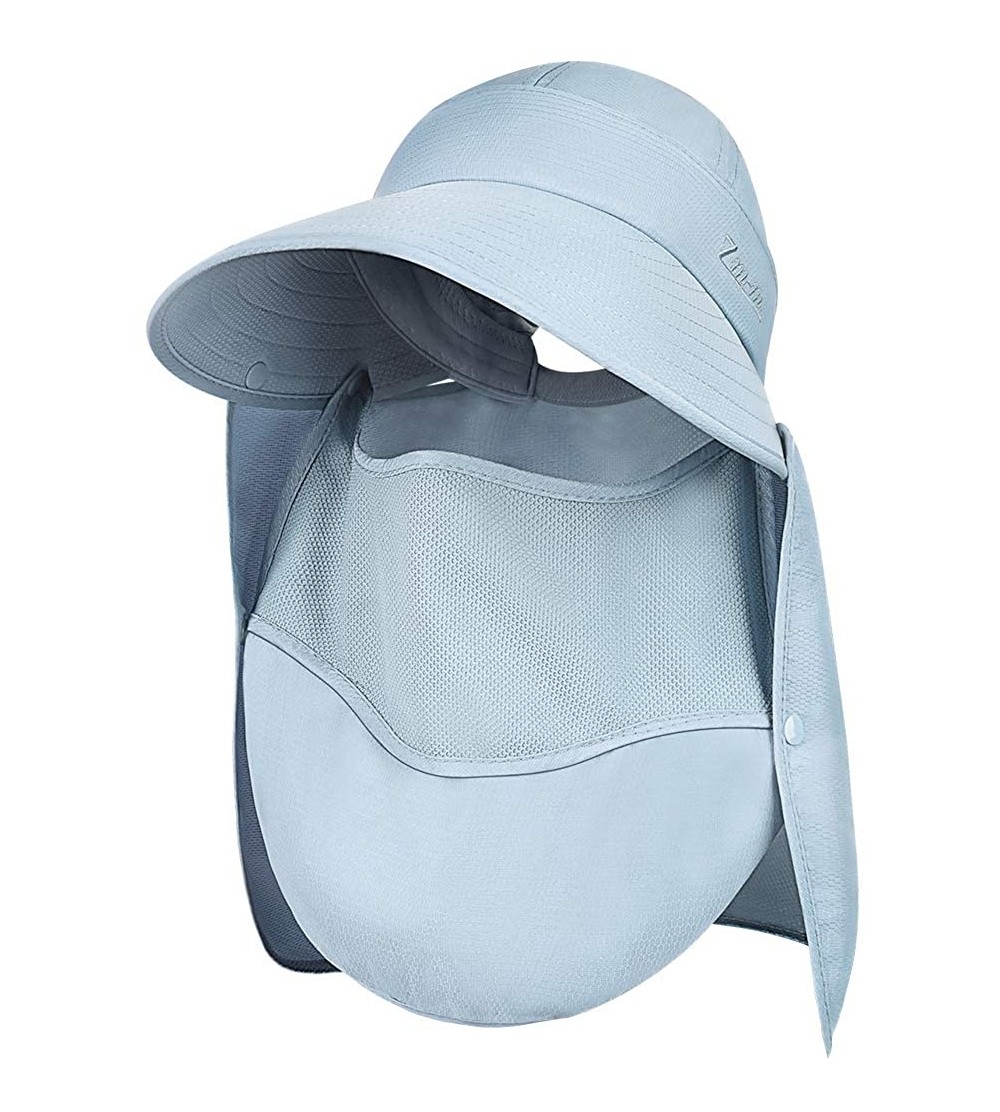 Sun Hats Sun Visor Hats Women Wide Brim Summer Hat Golf Hats for Women UV 50 Foldable Packable Sun Cap - Sky-blue - CF196YU4R...