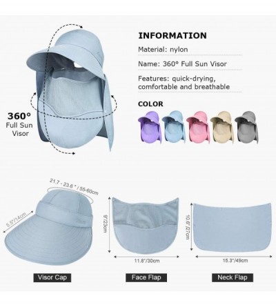 Sun Hats Sun Visor Hats Women Wide Brim Summer Hat Golf Hats for Women UV 50 Foldable Packable Sun Cap - Sky-blue - CF196YU4R...