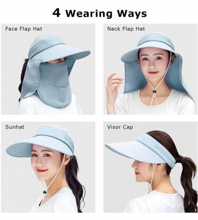 Sun Hats Sun Visor Hats Women Wide Brim Summer Hat Golf Hats for Women UV 50 Foldable Packable Sun Cap - Sky-blue - CF196YU4R...