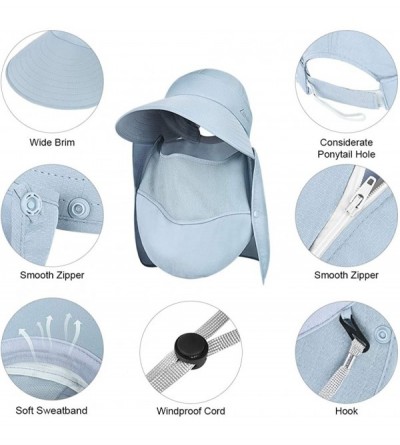 Sun Hats Sun Visor Hats Women Wide Brim Summer Hat Golf Hats for Women UV 50 Foldable Packable Sun Cap - Sky-blue - CF196YU4R...