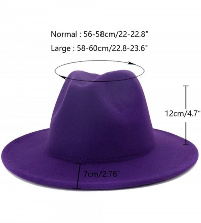 Fedoras Wide Brim Fedora Hats for Women Dress Hats for Men Two Tone Panama Hat with Belt Buckle/Bowknot Band - CM199RWOQ09 $2...