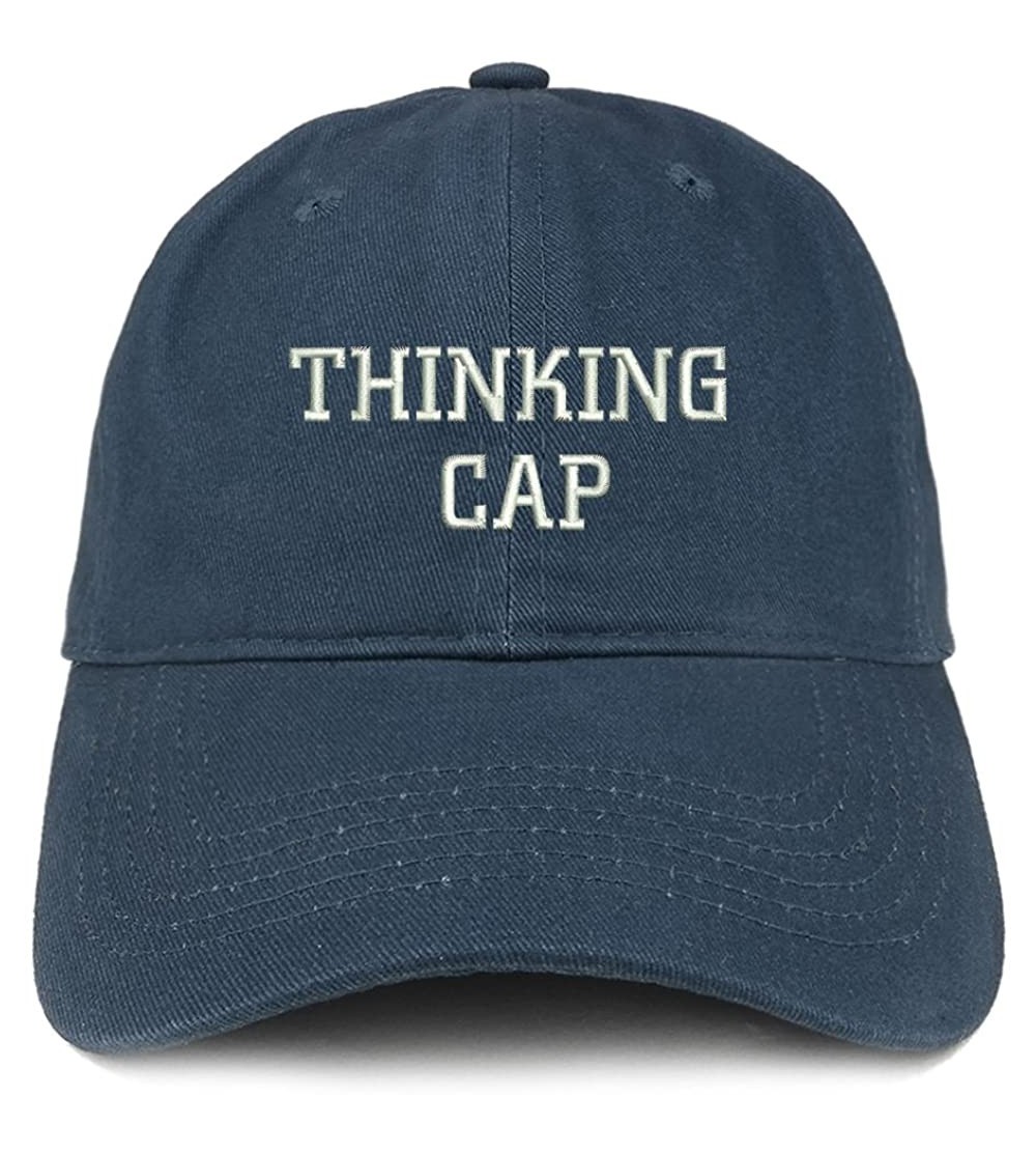 Baseball Caps Thinking Cap Embroidered Dad Hat Adjustable Cotton Baseball Cap - Navy - C912IFNOIWL $13.88