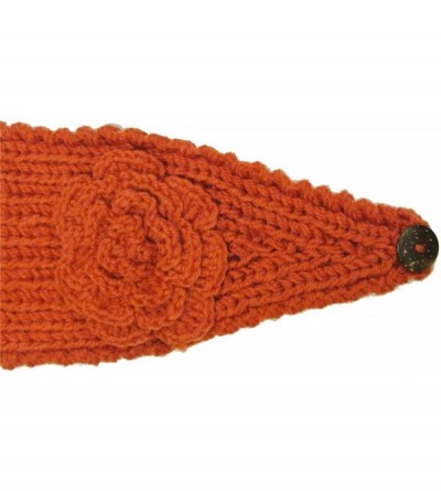 Headbands Winter Hand Knit Floral Headband - Orange - CI11JW3J3ND $9.87