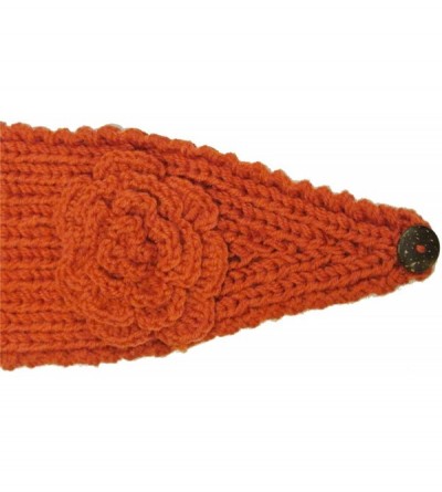 Headbands Winter Hand Knit Floral Headband - Orange - CI11JW3J3ND $9.87