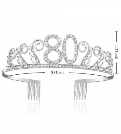 Headbands Birthday Rhinestone Princess Silver 21st - Silver-80th - C618O7GRO8Y $9.79