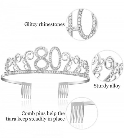 Headbands Birthday Rhinestone Princess Silver 21st - Silver-80th - C618O7GRO8Y $9.79