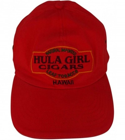 Baseball Caps Cigar Logo Hat with Secret Pocket Closed Back Deluxe - Red - CE115MXDCZR $17.80