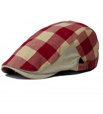 Newsboy Caps Unisex Cotton Linen Cabbie Gatsby Hat Golf Ivy Newsboy Driving Cap - Red 2 - CH12LCZRK65 $14.12