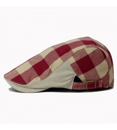 Newsboy Caps Unisex Cotton Linen Cabbie Gatsby Hat Golf Ivy Newsboy Driving Cap - Red 2 - CH12LCZRK65 $14.12