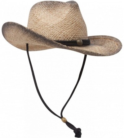 Cowboy Hats Outback Tea Stained Raffia Straw Hat - Black - CJ12OBTB63J $17.09