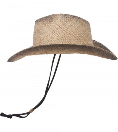 Cowboy Hats Outback Tea Stained Raffia Straw Hat - Black - CJ12OBTB63J $17.09