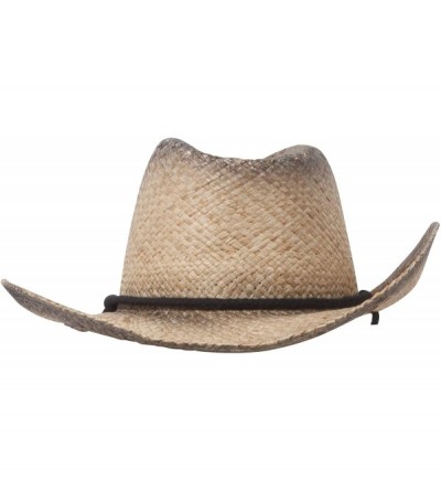 Cowboy Hats Outback Tea Stained Raffia Straw Hat - Black - CJ12OBTB63J $17.09