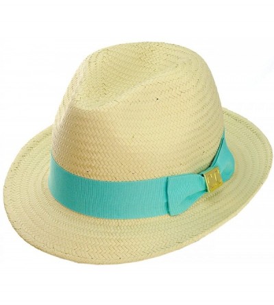 Fedoras Unisex Lightweight Fedora w/Solid Color Band & Gold-Tone Emblem - Mint - CX11AJPWP6J $10.22