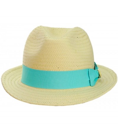 Fedoras Unisex Lightweight Fedora w/Solid Color Band & Gold-Tone Emblem - Mint - CX11AJPWP6J $10.22