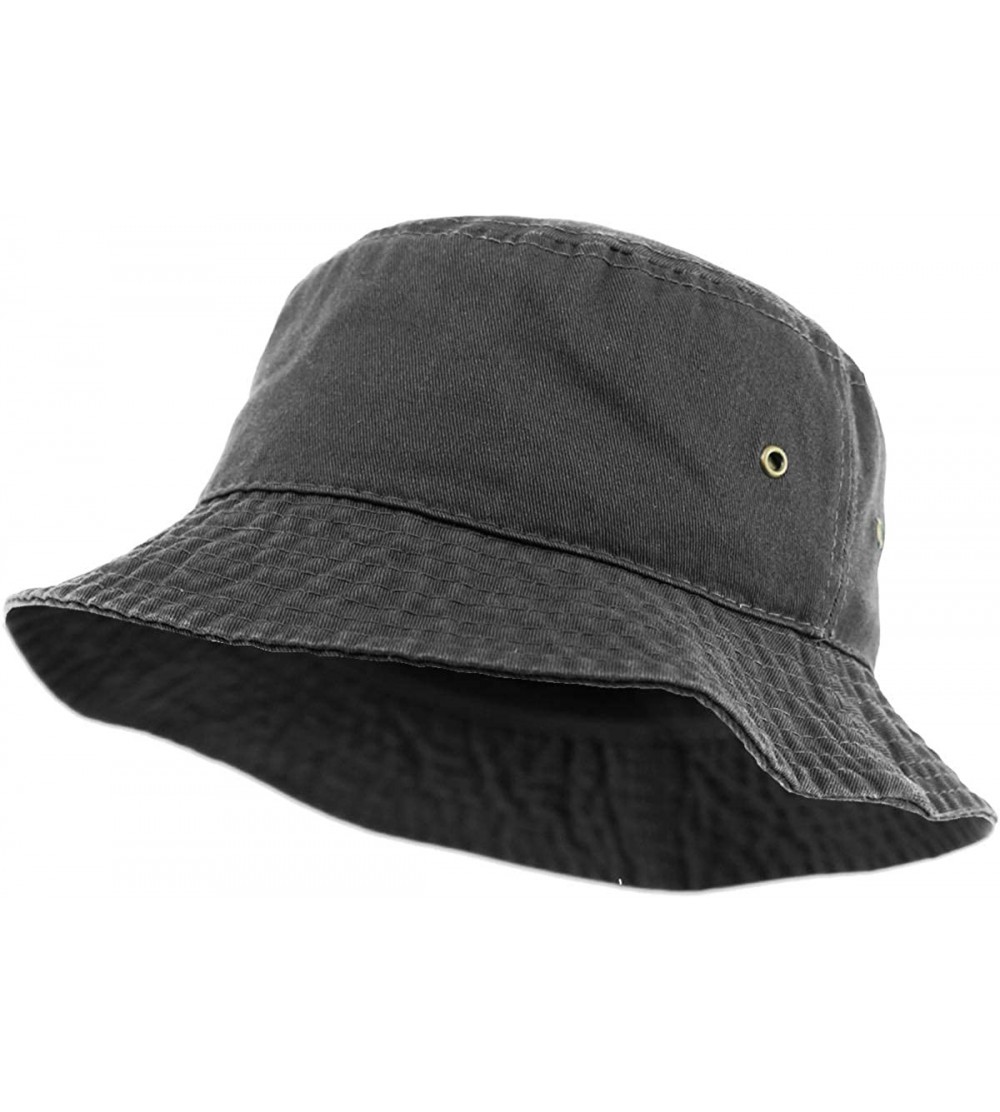 Bucket Hats Unisex Washed Cotton Bucket Hat Summer Outdoor Cap - (1. Bucket Classic) Dark Gray - C919489NTZZ $12.10