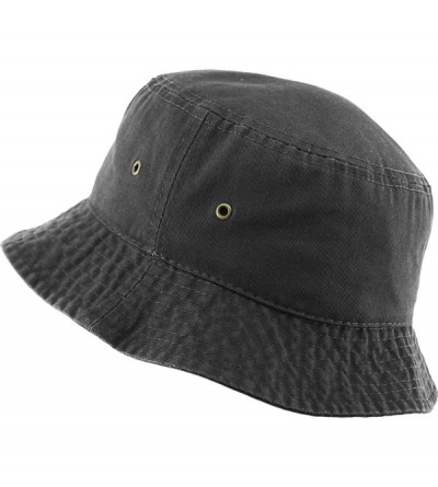 Bucket Hats Unisex Washed Cotton Bucket Hat Summer Outdoor Cap - (1. Bucket Classic) Dark Gray - C919489NTZZ $12.10