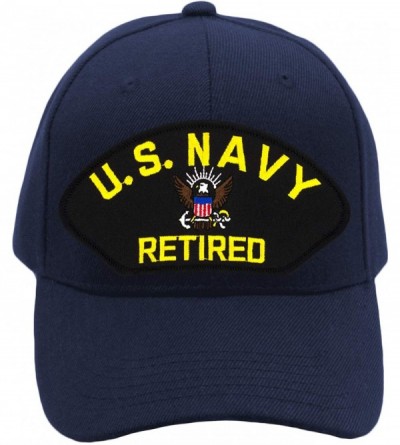 Baseball Caps US Navy Retired Hat/Ballcap Adjustable One Size Fits Most - Navy Blue - C518IIGETAX $41.55