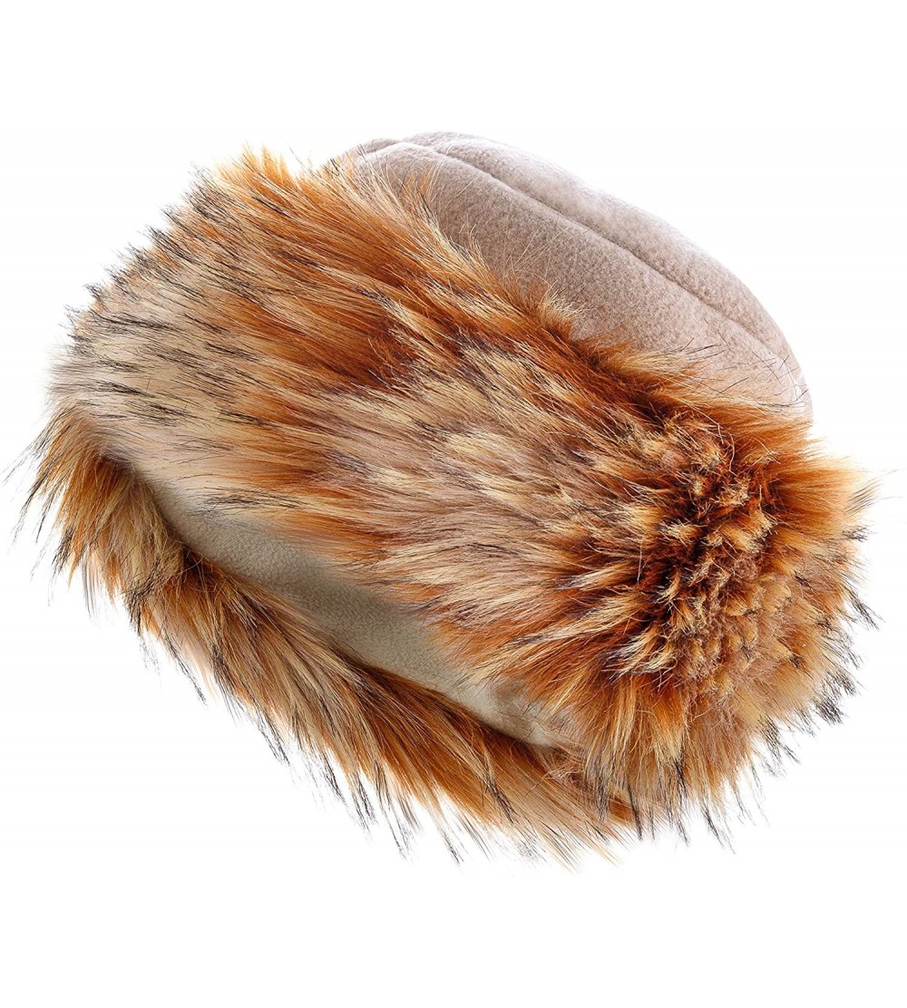 Bomber Hats Faux Fur Trimmed Winter Hat for Women - Classy Russian Hat with Fleece - Beige - Partridge - CD192L8NO9K $18.85