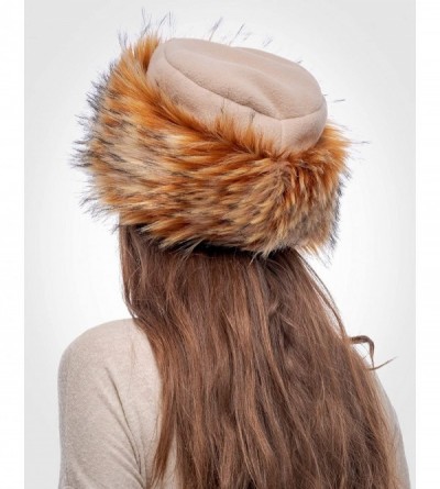 Bomber Hats Faux Fur Trimmed Winter Hat for Women - Classy Russian Hat with Fleece - Beige - Partridge - CD192L8NO9K $18.85