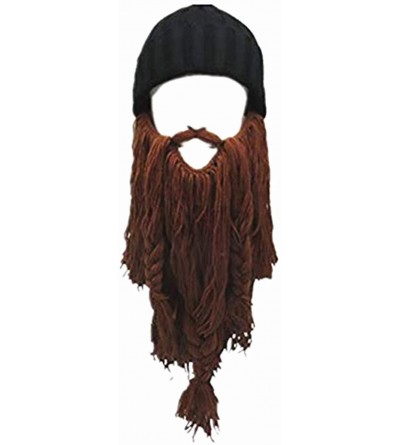 Skullies & Beanies Viking Beard Hat Barbarian Beanie Funny Ski Hat Creative Long Ceard Wool Facemask for Men Kint Caps Cospla...