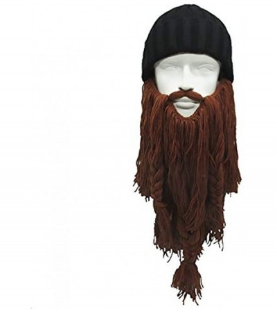 Skullies & Beanies Viking Beard Hat Barbarian Beanie Funny Ski Hat Creative Long Ceard Wool Facemask for Men Kint Caps Cospla...