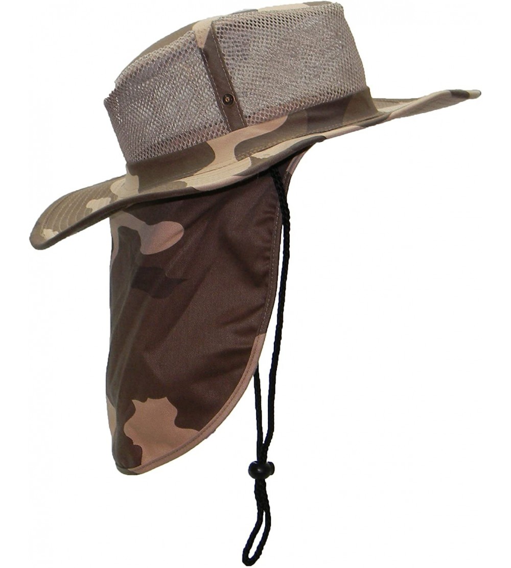 Sun Hats Wide Brim Men Safari/Outback Summer Hat With Neck Flap - Desert Camo Medium - CC11EQ27FYT $17.78