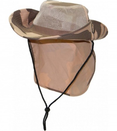 Sun Hats Wide Brim Men Safari/Outback Summer Hat With Neck Flap - Desert Camo Medium - CC11EQ27FYT $17.78