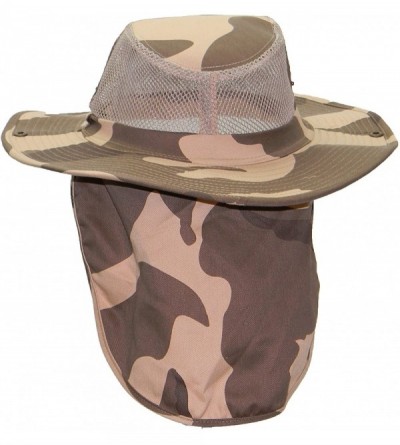 Sun Hats Wide Brim Men Safari/Outback Summer Hat With Neck Flap - Desert Camo Medium - CC11EQ27FYT $17.78