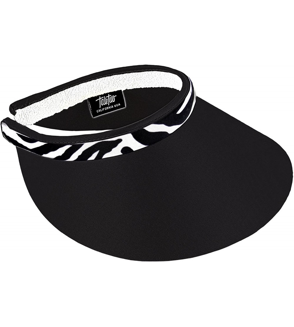 Visors Women's Large Brim Clip On Visor - Black/Zebra - C017YEYMTZ4 $31.19