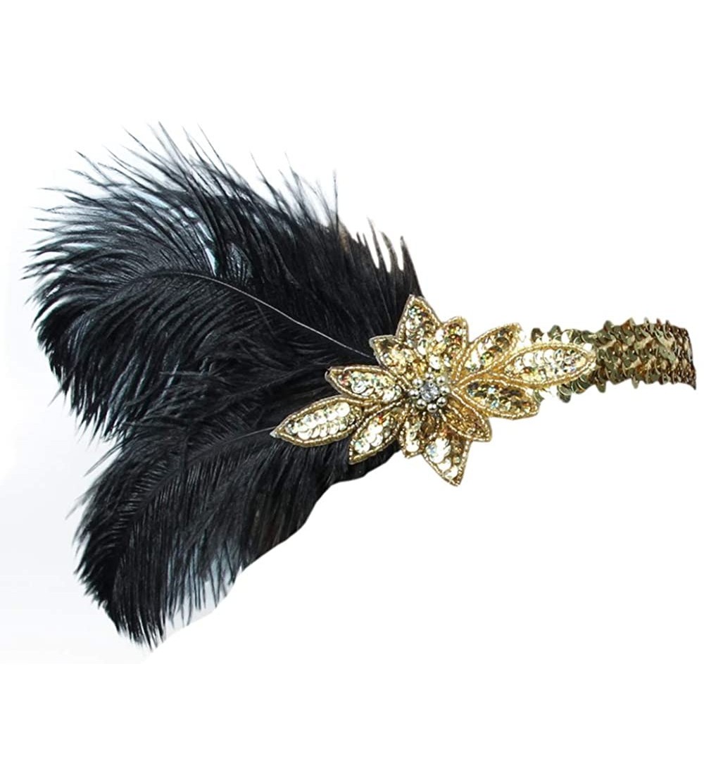 Headbands Women's 1920s Great Gatsby Feather Headband Bridal Accessories Wedding Halloween Party Crystal Flapper Headpiece - ...