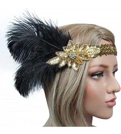 Headbands Women's 1920s Great Gatsby Feather Headband Bridal Accessories Wedding Halloween Party Crystal Flapper Headpiece - ...