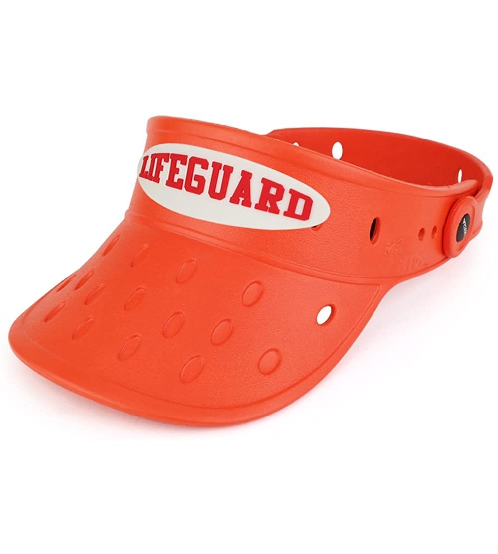 Visors Durable Adjustable Floatable Summer Visor Hat with Lifeguard Snap Charm - Dark Orange - C817YXT82S0 $20.08