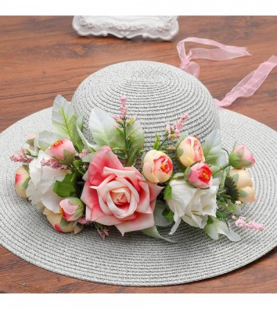 Headbands Adjustable Flower Crown Headband - Flower Headband for Women Girl Floral Festival Wedding Party Wreath - Pink-3 - C...