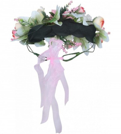 Headbands Adjustable Flower Crown Headband - Flower Headband for Women Girl Floral Festival Wedding Party Wreath - Pink-3 - C...