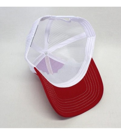 Baseball Caps Plain Two Tone Cotton Twill Mesh Adjustable Trucker Baseball Cap - Red/White - CS18ERDUH4Y $8.75