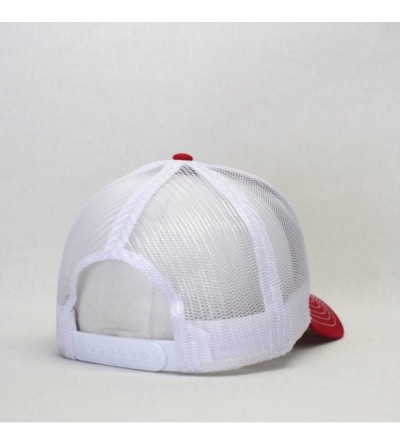 Baseball Caps Plain Two Tone Cotton Twill Mesh Adjustable Trucker Baseball Cap - Red/White - CS18ERDUH4Y $8.75