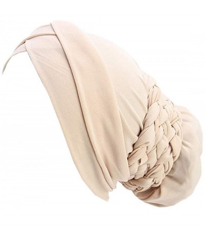 Skullies & Beanies Turban Soft Breathable Braided Durag Hair Snood Bun Hat Hair Braid - Tjm-341-1-beige - C218M263NHA $11.02