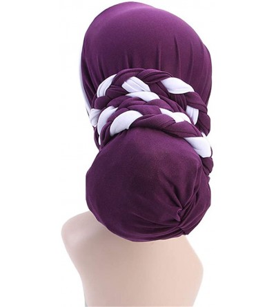 Skullies & Beanies Turban Soft Breathable Braided Durag Hair Snood Bun Hat Hair Braid - Tjm-341-1-beige - C218M263NHA $11.02