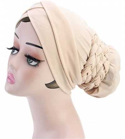 Skullies & Beanies Turban Soft Breathable Braided Durag Hair Snood Bun Hat Hair Braid - Tjm-341-1-beige - C218M263NHA $11.02