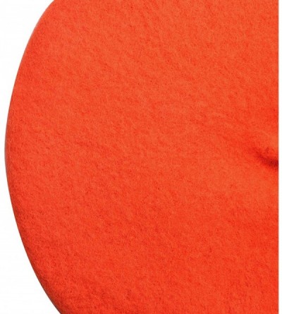 Berets Wool French Beret Hat Solid Color Beret Cap for Women Girls - Orange Red - CQ192ORH2LM $13.40