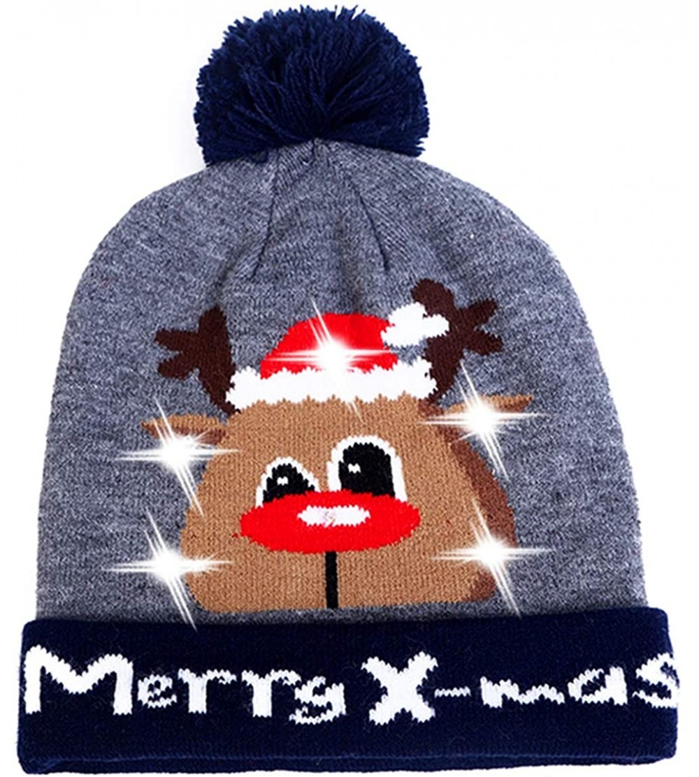 Skullies & Beanies LED Christmas Hat Light Up Beanie Knitted Sweater Holiday Celebrations Cap Xmas Gift - CY18A20CKDW $8.95